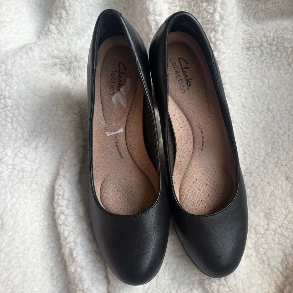 Clarks Women's Black Leather Heels